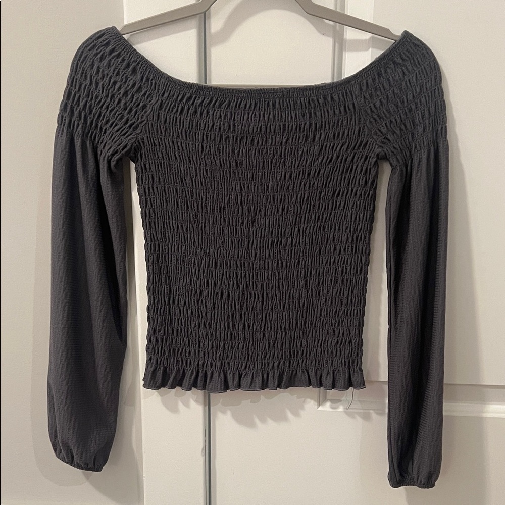 Chic Black Smocked Women's Blouse